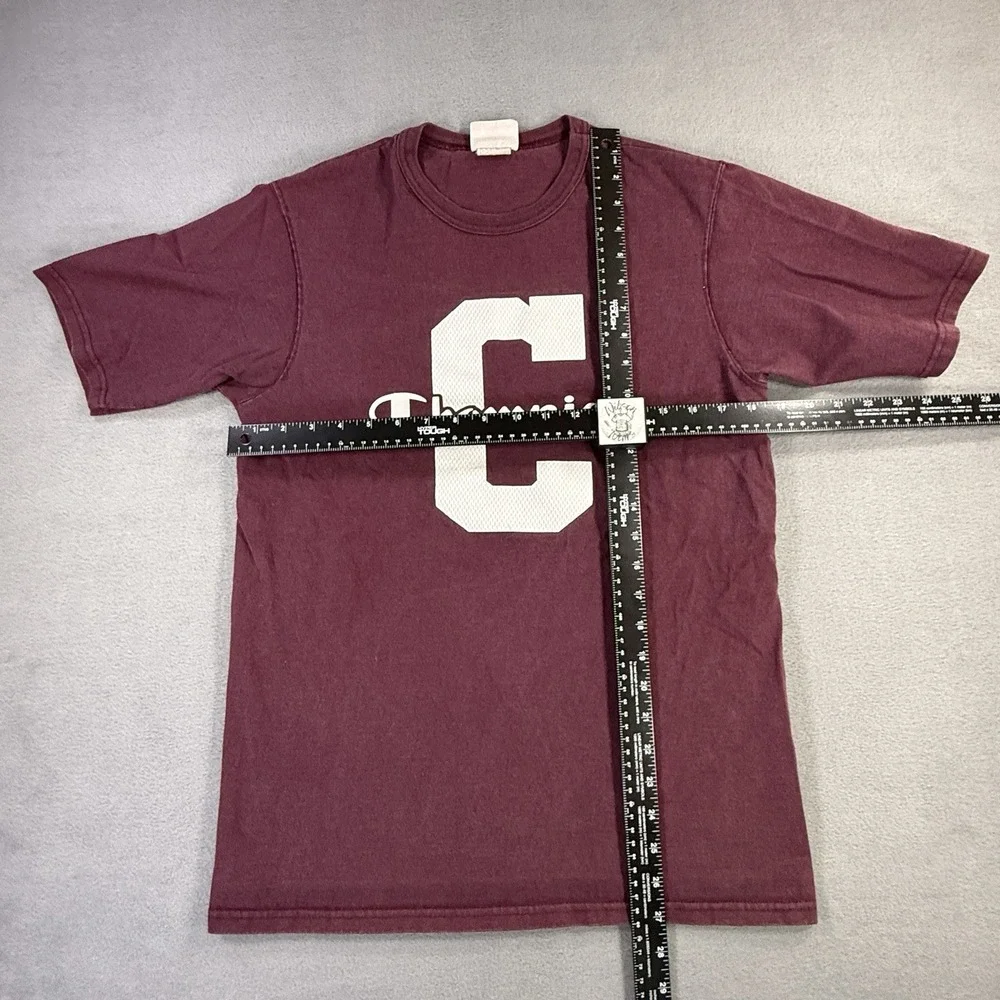 Vintage Champion Mens Shirt Burgundy Short Sleeve Crew Neck Size Medium - Picture 4 of 6